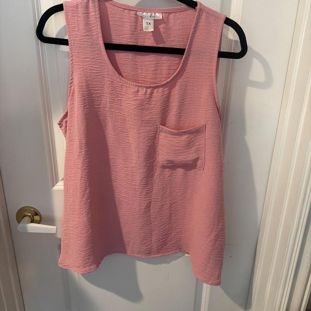 just be Blush Pink Textured Pocket Tank